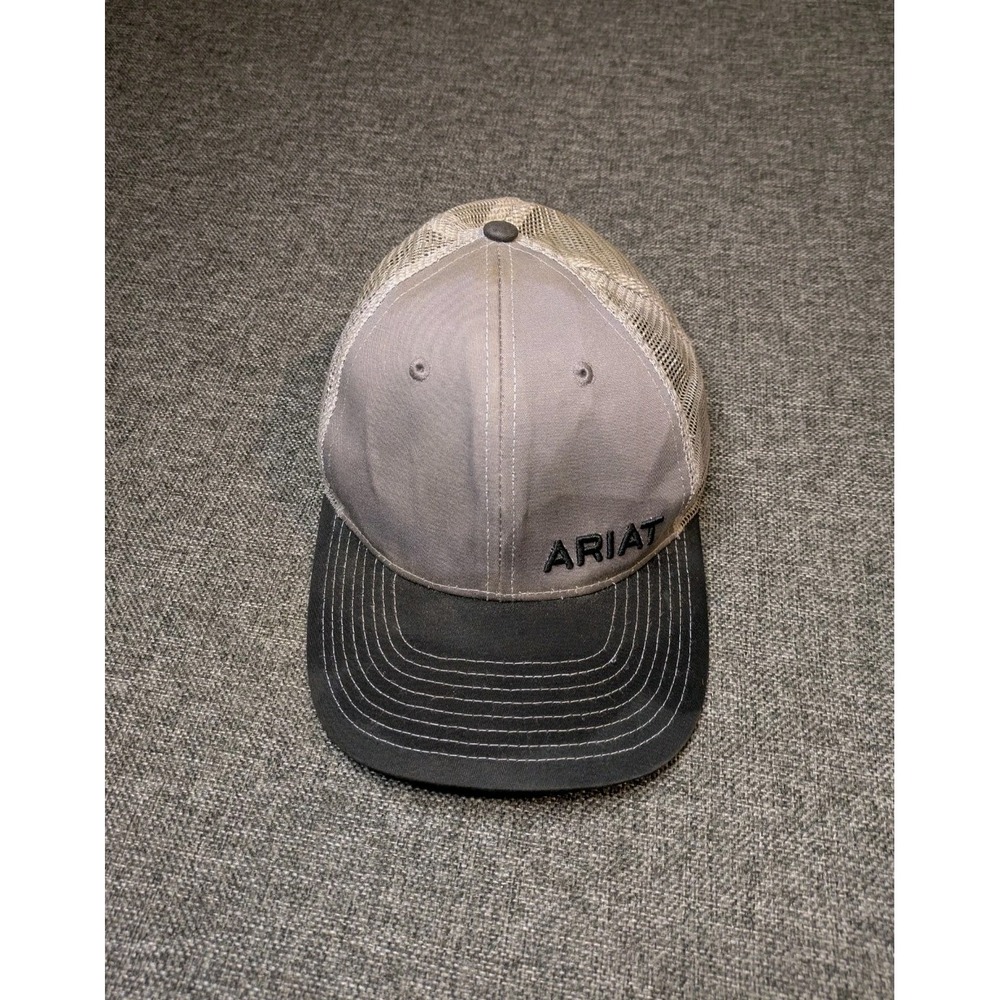 Ariat Mens Mesh Snapback Hat Gray & Black Trucker Cap One Size Adjustable